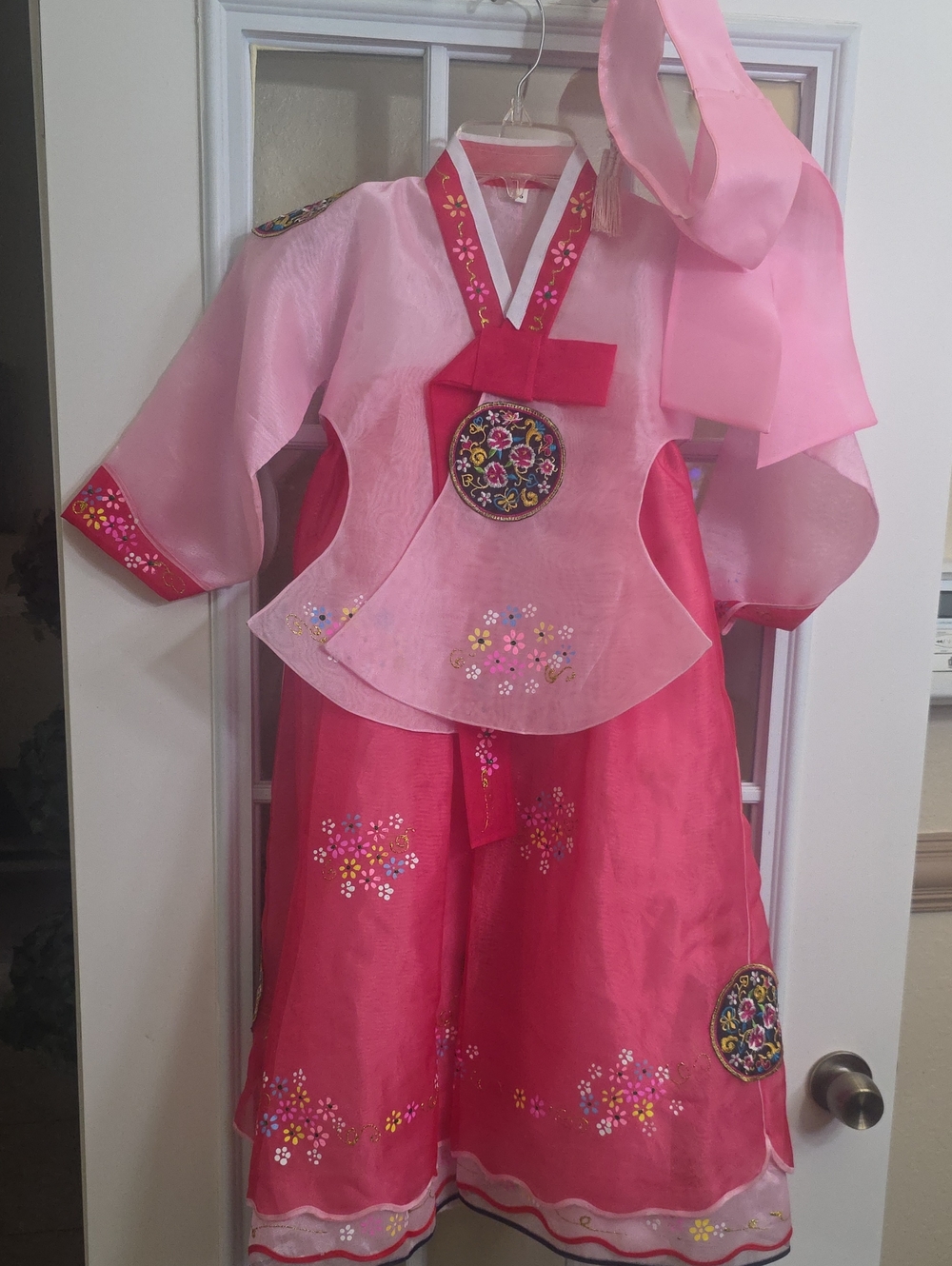 Girl's Authentic Traditional Pink Hanbok with Embroidered Accents
